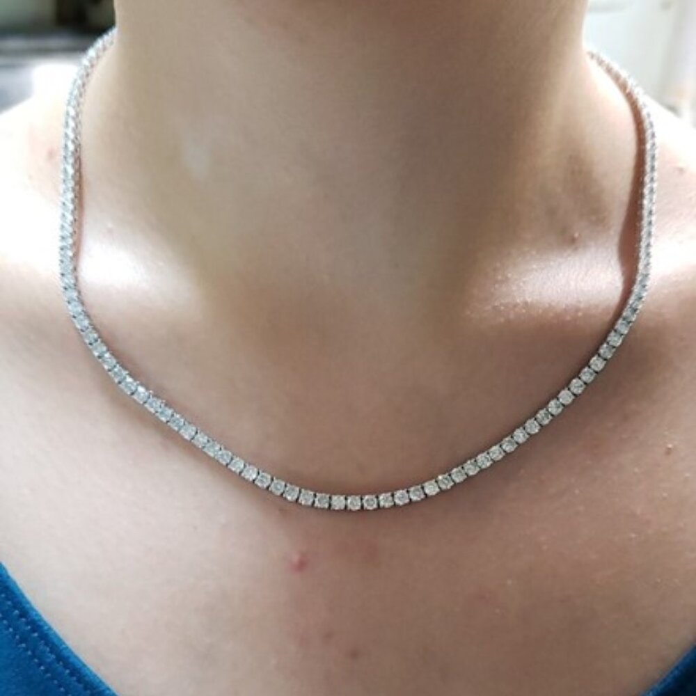 14K Gold 13.57 Ct 17 inch Lab Grown Diamond Tennis Necklace